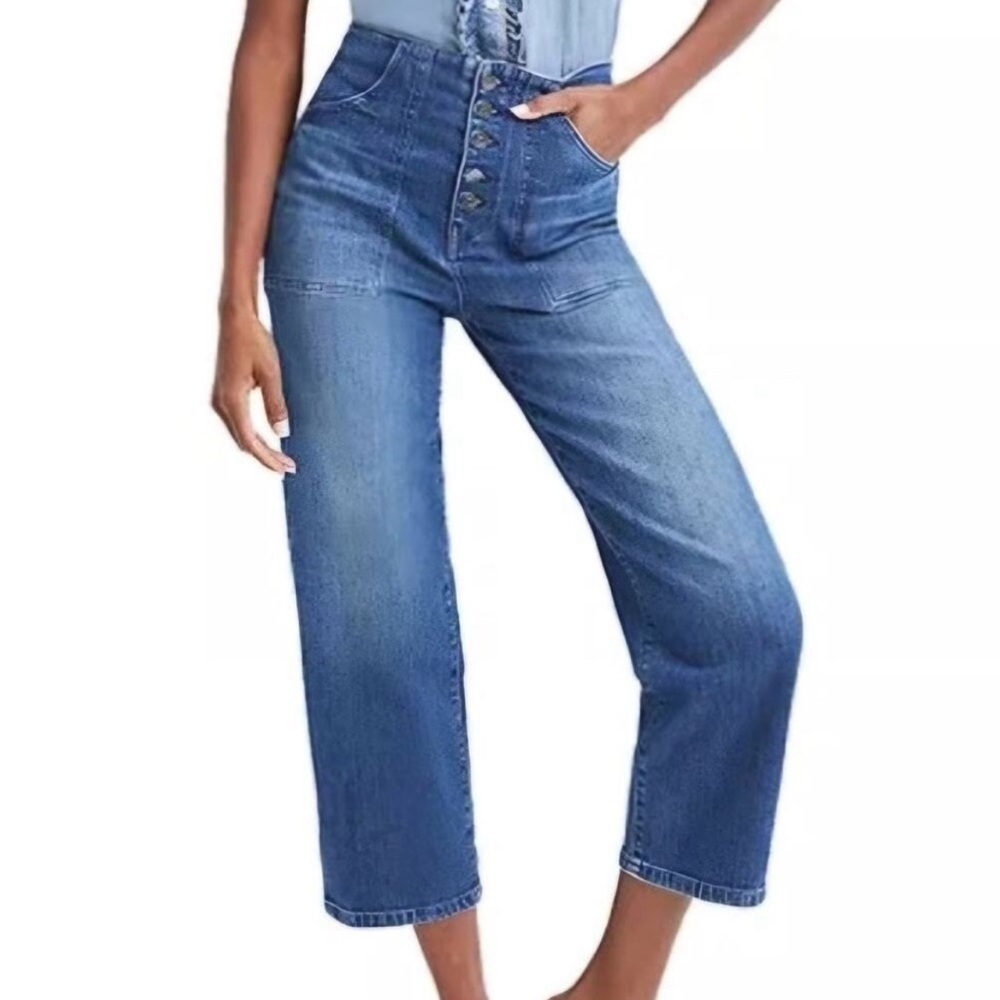 Veronica Beard Crosbie Wide Leg Crop Jean Size 30
